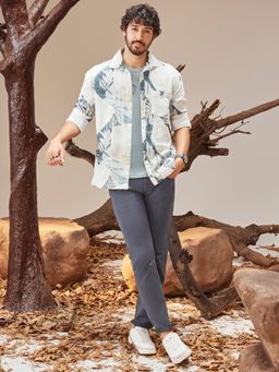 CRIMSOUNE CLUB - Mens Green Printed Shirt