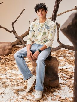 CRIMSOUNE CLUB - Men's Yellow Printed Sweatshirt