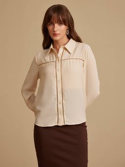 Kazo - Georgina Self Design Off White Shirt