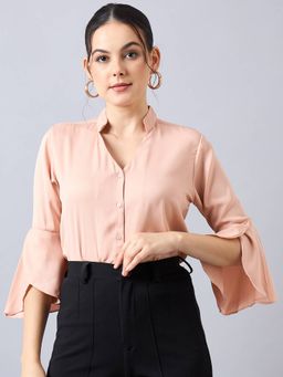 Style Quotient - Women Solid Nude Polyomas Regular Fit Formal Shirt
