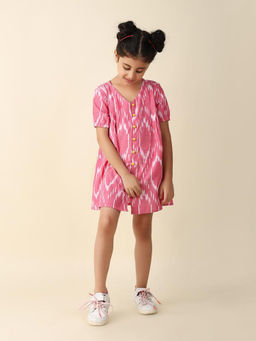Fabindia - Pink Cotton Woven Dress