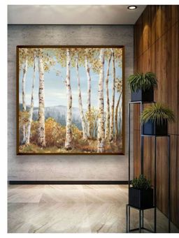 The Art House - Beige Blue Printed Framed Wall Art