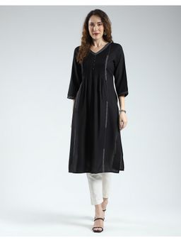 Monte Carlo - Women V Neck Black Kurti