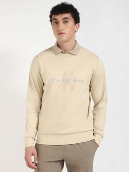 Calvin Klein - Beige Solid Relaxed Fit Sweatshirt