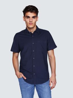 Lee - Navy Blue Solid Regular Fit Shirt