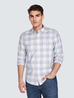 Lee - Beige Checks Regular Fit Shirt
