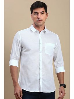 Classic Polo - White Solid Slim Fit Shirt