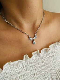 ISHKAARA - Silver-Plated White Stone Studded Necklace