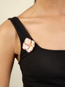 Isharya - Whimsical 18Kt Gold Plated Pink Blossom Brooch