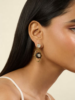 Isharya - Noir Flora Black 18Kt Gold Plated Dangler Earrings