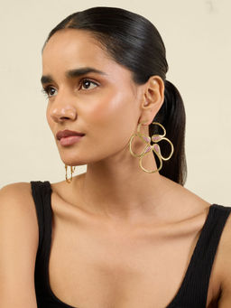 Isharya - Rose Pink Radiant 18Kt Gold Plated Drop Earrings