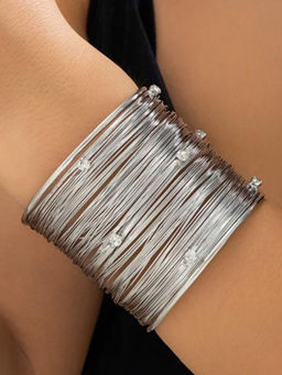ISHKAARA - Silver Plated Stone-Studded Wired Cuff
