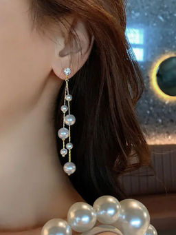 ISHKAARA - Gold-Plated Artificial White Pearl Drop Earrings