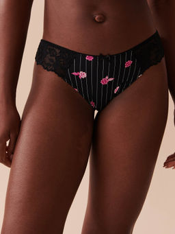 La Vie En Rose - Microfiber and Lace Bikini Panty