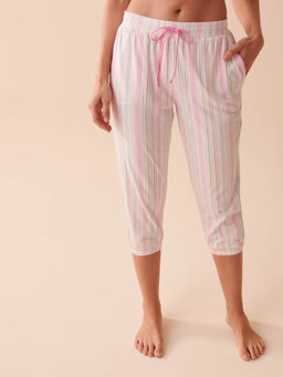La Vie En Rose - Striped Cotton Capri