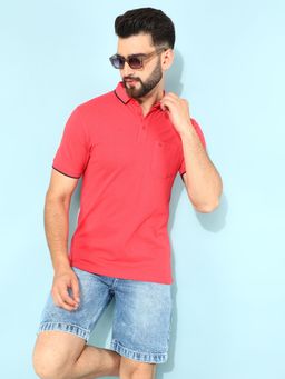 CRIMSOUNE CLUB - Men Red Solid Polo T-Shirt