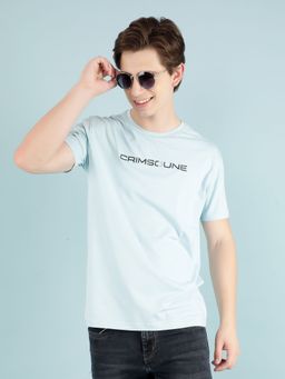 CRIMSOUNE CLUB - Men Blue Solid T-Shirt