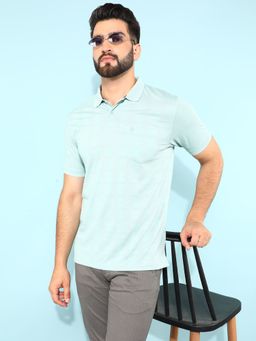 CRIMSOUNE CLUB - Men Green Checks Jacquard Polo T-Shirt
