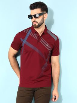 CRIMSOUNE CLUB - Men Maroon Printed Polo T-Shirt