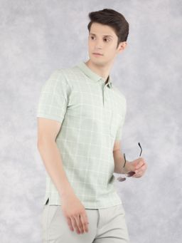 CRIMSOUNE CLUB - Men Green Checked Polo T-Shirt