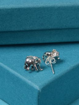 Margento Jewels - 925 Sterling Silver Plain Elephant Style Stud