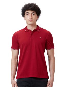 Raymond - Contemporary Fit Solid Dark Red Polo T-Shirt