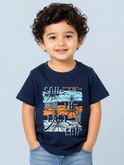 Bloom Up - Navy Blue Graphic T-shirt for Boys
