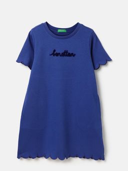 United Colors of Benetton - Round Neck Applique Scalloped Design A-Line Dress