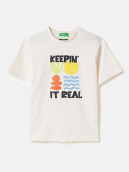 United Colors of Benetton - Relaxed Fit Round Neck Typographic T-shirt