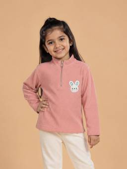Mi Arcus - Unisex Solid Full Sleeves Zipper T-shirt- Peach