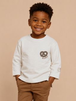Mi Arcus - Unisex Solid Knitted Fullsleeves T shirt- Off White