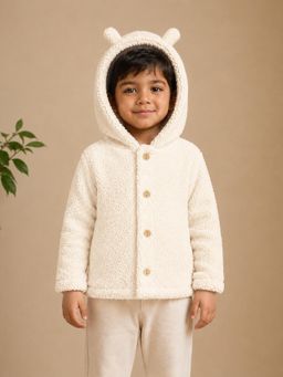 Mi Arcus - Unisex Solid Full Sleeves Hooded Jacket- Off White