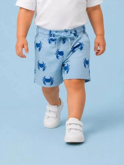 Bloom Up - Sky Blue Crab Print Shorts for Boys