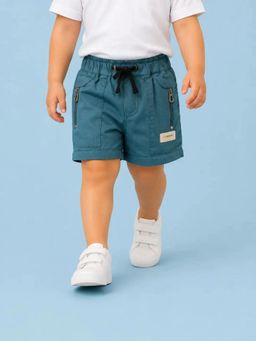 Bloom Up - Teal Blue Cargo Shorts for Boys