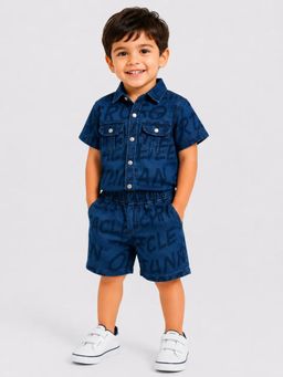Bloom Up - Blue Typography Co-ord Set for Boys