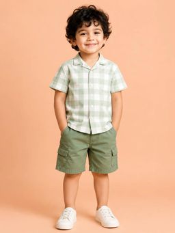 Bloom Up - Sage Green Checks Shirt and Short