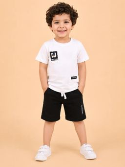 Bloom Up - White T-shirt and Black Shorts Set for Boys