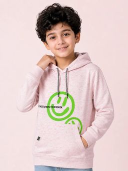 Bloom Up - Light Pink Smiley Graphic Hoodie for Boys