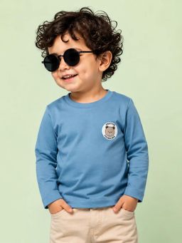 Bloom Up - Blue Positive Thinking Bear Patch Full Sleeve T-shirt