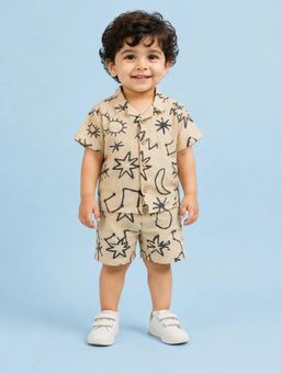 Bloom Up - Beige Celestial Print Co-ord Set for Boys