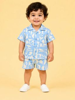 Bloom Up - Sky Blue Printed Co-ord Set for Boys