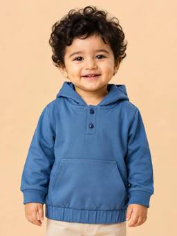Bloom Up - Blue Hooded Neck Hoodie for Boys