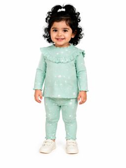 Bloom Up - Mint Green White Splatter Print Co-Ord Set