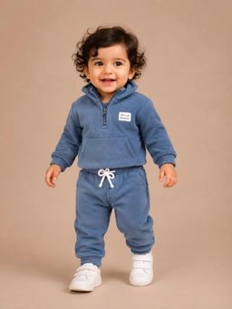 Bloom Up - Unisex Blue Half-Zip Fleece Co-Ord Set