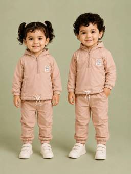Bloom Up - Unisex Pink Half-Zip Co-Ord Sets