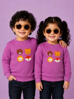 Bloom Up - Unisex Purple Animal Face Graphic Sweatshirt
