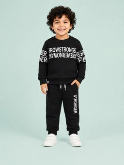 Bloom Up - Black Typography Tracksuit Co-Ord for Boys