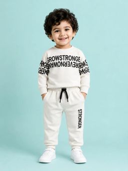 Bloom Up - White Grow Stronger Printed Co-ord Set for Boys