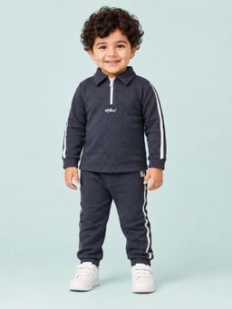 Bloom Up - Navy Blue Textured Co-Ord Set for Boys