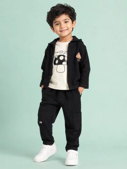 Bloom Up - Black Hooded Co-ord Set for Boys